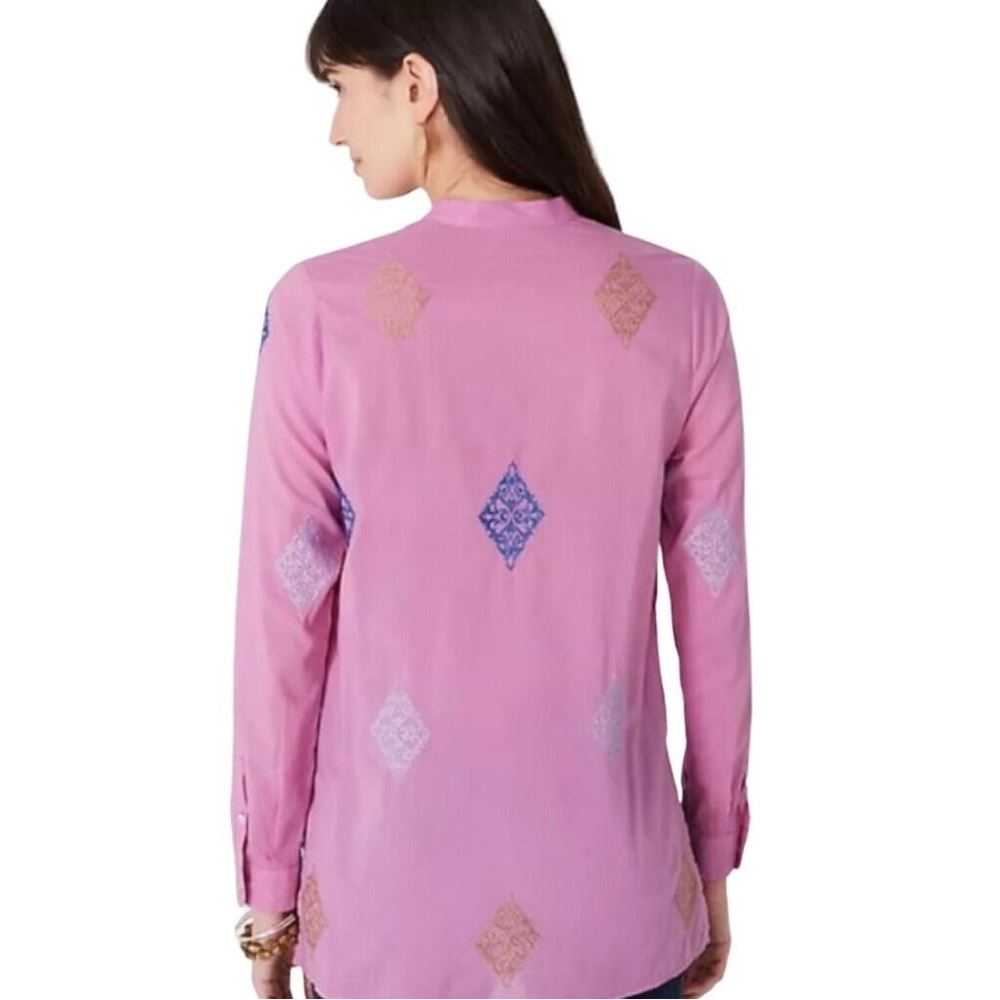 J. Jill Embroidered 100% Cotton Tunic Top Pink Size Small - Picture 4 of 5